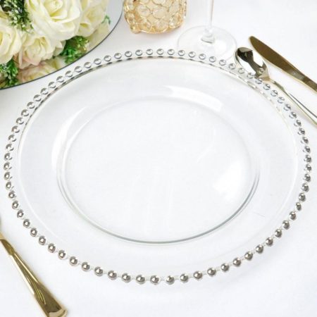 Round Beaded Rim Glass Charger Plate