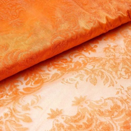 Damask Flocking Sheer Organza Fabric Bolt